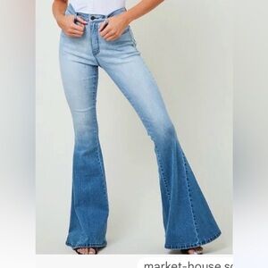 Saints & Hearts Two Tone Ombré Wide Flare Jeans
